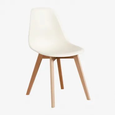 Pack Van 2 Eetkamerstoelen Van Polypropyleen En Beukenhout Scand Nordic Beige – Crème - Sklum