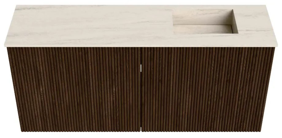 Mondiaz Joya DLux 90cm toiletmeubel walnut met wastafel faye rechts 1 kraangat meli