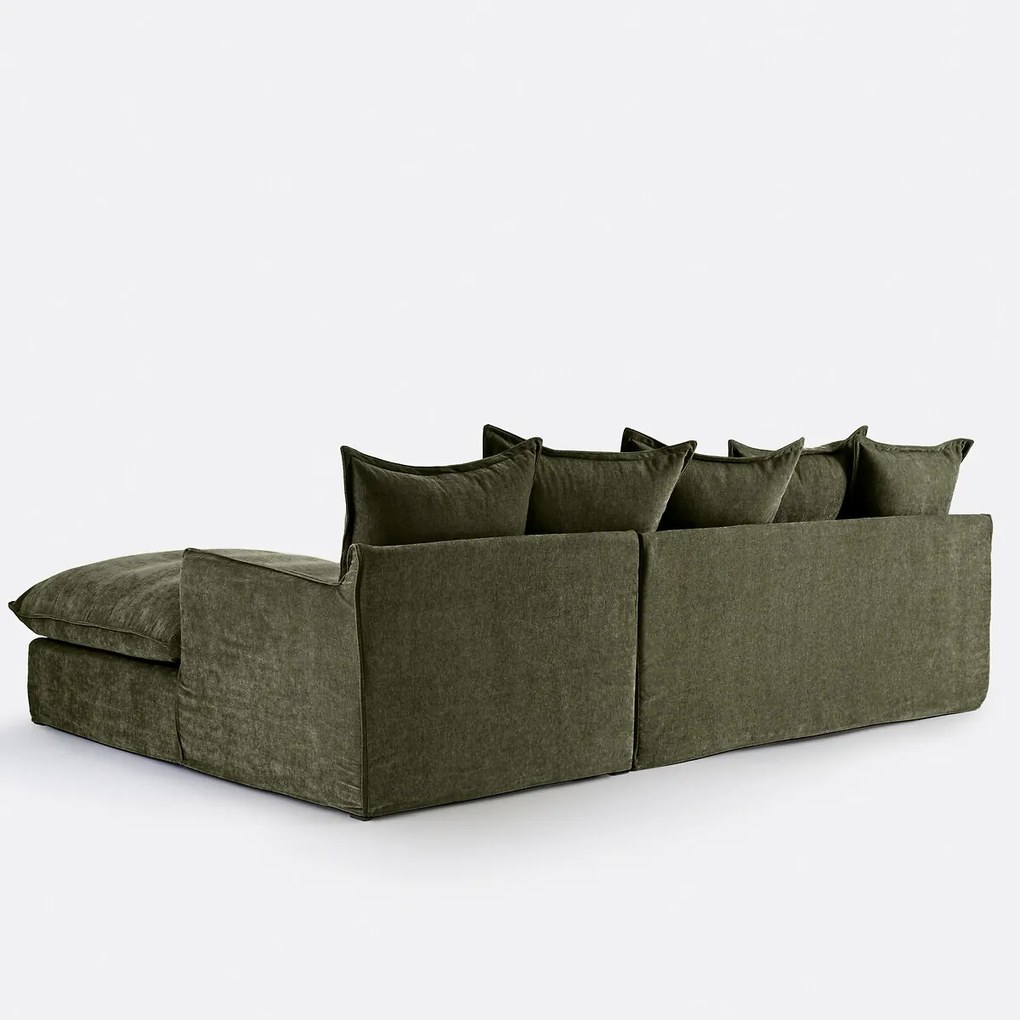 Hoekbank rechts, omvormbaar, met afneembare hoezen, 4-zits, in gemêleerd polyester, ODNA