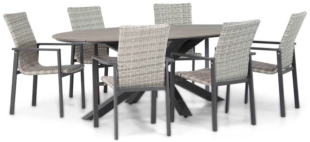 Tuinset 6 personen 220 cm Wicker Grijs Lifestyle Garden Furniture Upton/Matara