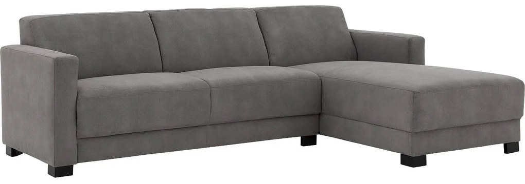 Goossens Bank My Style grijs, microvezel, 2,5-zits, stijlvol landelijk met chaise longue rechts