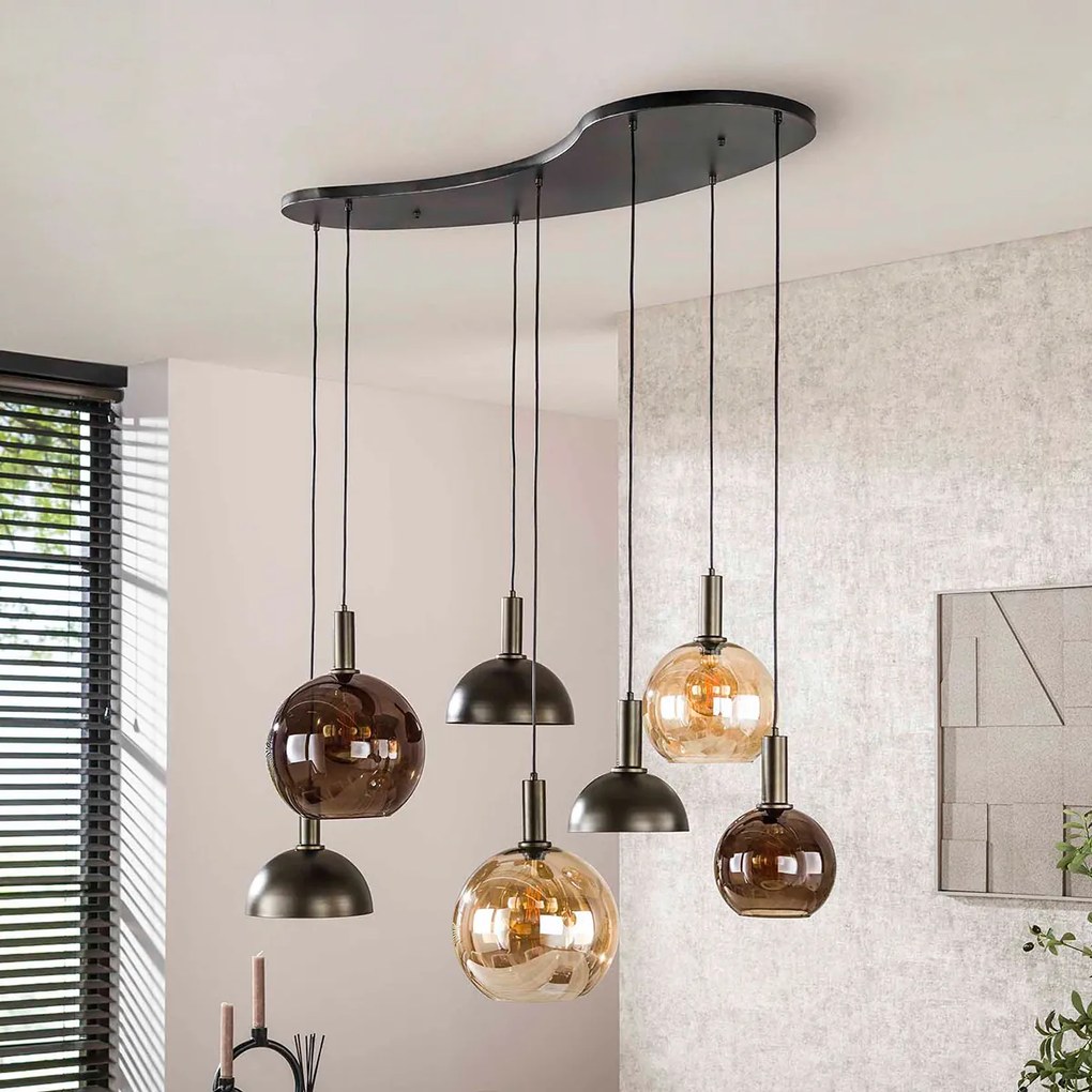 Hanglamp 4+3-lichts Bruin