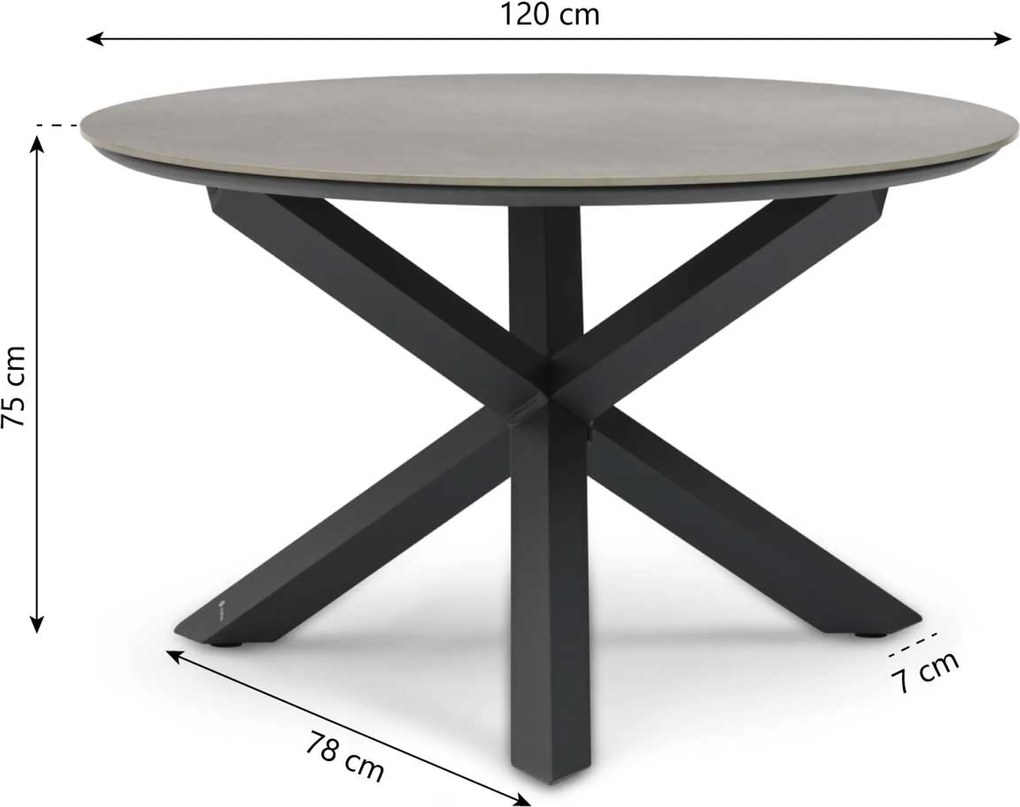 Tuinset Ronde Tuintafel 4 personen 120 cm Rope Grijs Santika Furniture Santika