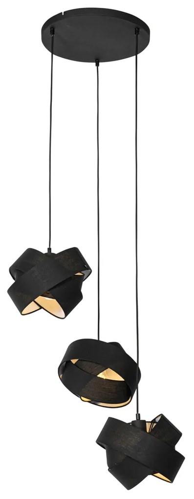 Moderne hanglamp zwart 3-lichts - Cloth