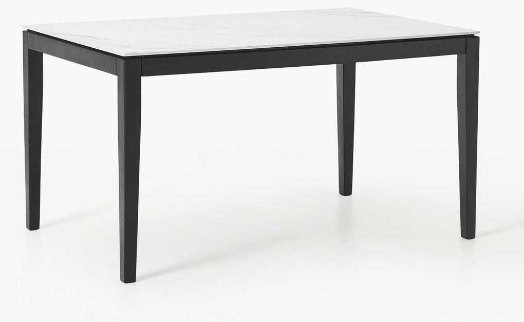 Eettafel Jackson met tafelblad in marmerlook, in verschillende formaten, zwart