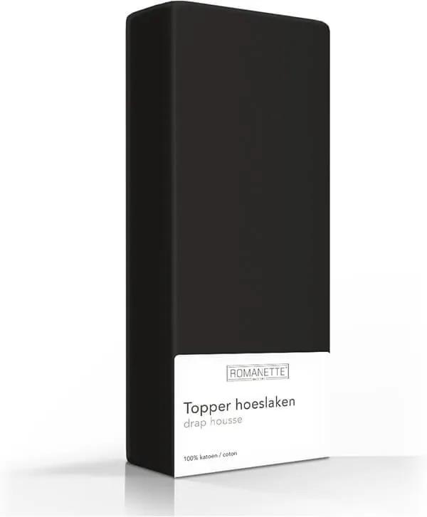 Romanette Luxe Katoenen Topper Hoeslaken - Zwart 120 x 200