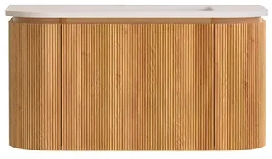 Lambini Designs Eleganza rond badmeubel 80cm acacia met ribbelfront en wastafel zonder kraangat
