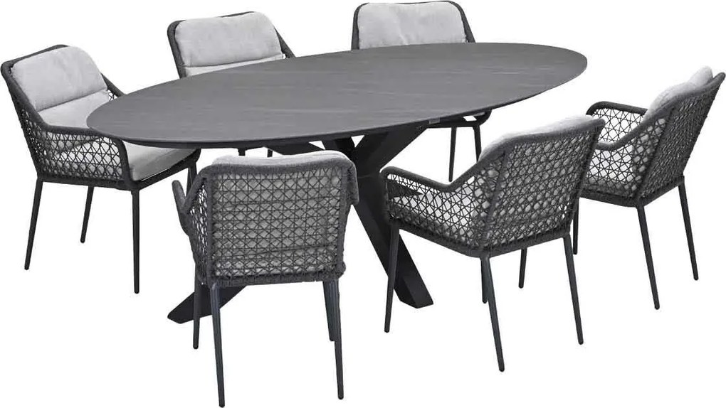 Garden Impressions Pemba tuinset 7-delig - Scot tuintafel Napoli grey 230x115 cm