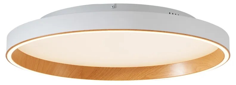 Design plafondlamp wit met hout 60cm incl. LED 3-way switch - Ingo