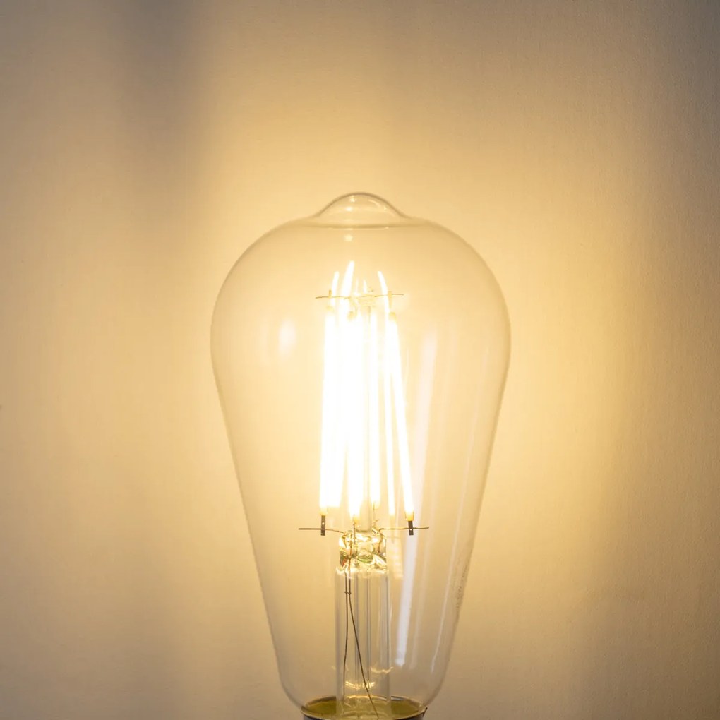 Set van 5 E27 3-staps dimbaar LED lamp ST64 clear 6W 700 lm 2700K