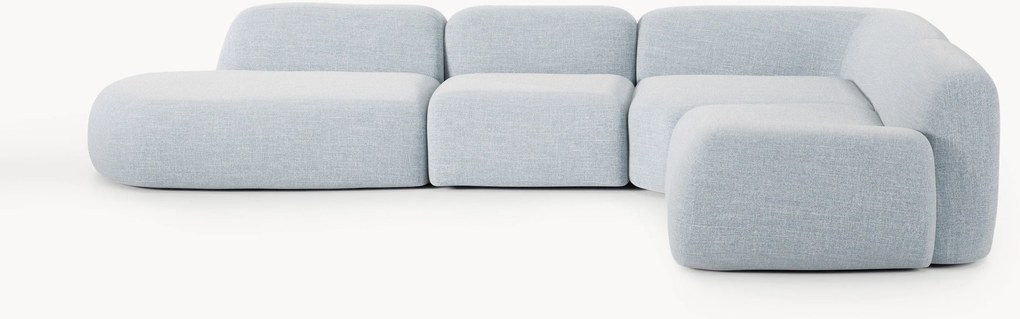 Modulaire bouclé XL hoekbank Wolke met chaise longue