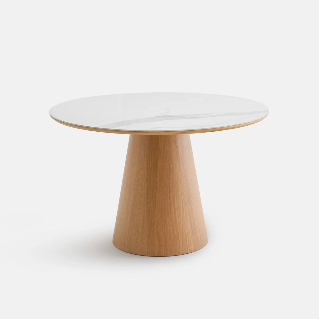 Ronde eettafel, van eikenfineer en keramische steen, 4-persoons, WHIZ