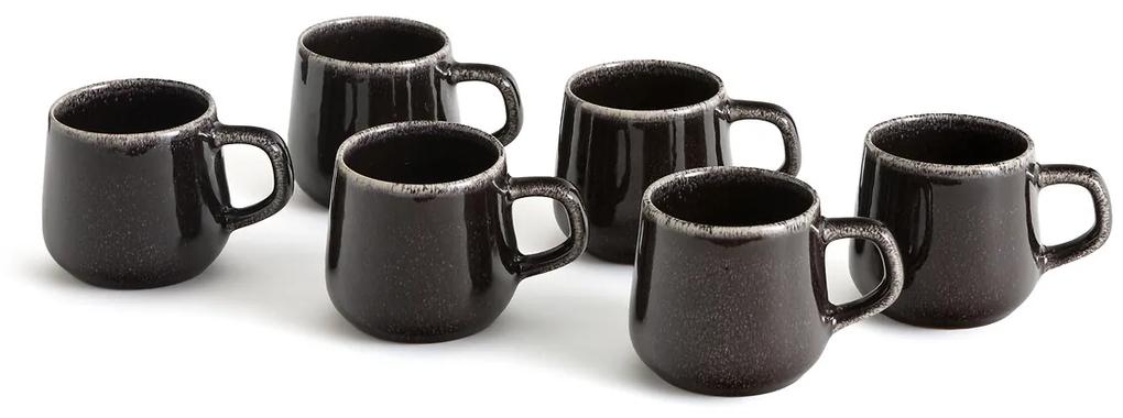 Set van 6 koffiekopjes in reactief geglazuurd steengoed Boldi