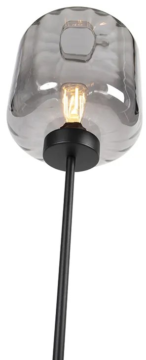 Design vloerlamp zwart met smoke glas - Qara