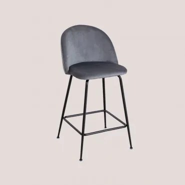 Kana Design Hoge Fluwelen Kruk Zwart & Grijs & ↑65 Cm - Sklum