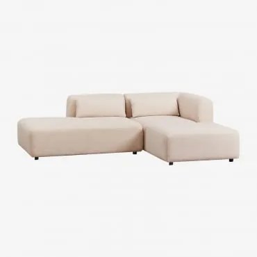 2-delige Modulaire Hoekbank Met Chaise Longue Links En Fogler Poef Chenille Crème Beige - Sklum