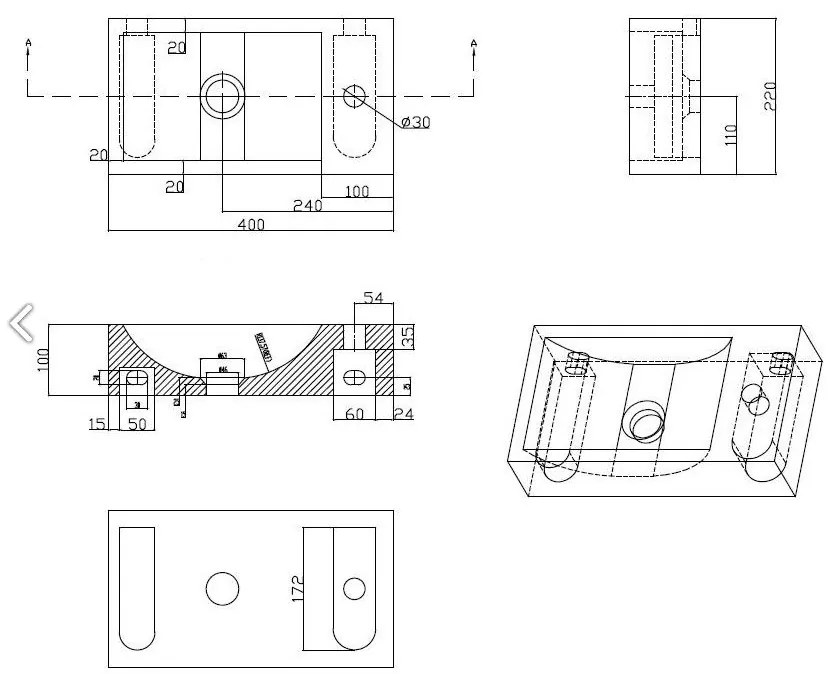 Fontana Recto toiletmeubel mat wit 40x22cm met natuurstenen fontein links