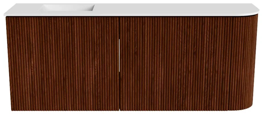 Mondiaz Joya 100cm toiletmeubel ronding rechts ruby met wastafel faye links zonder kraangat talc