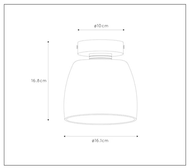 Lucide Tyler plafondlamp 33W smoke glas zwart