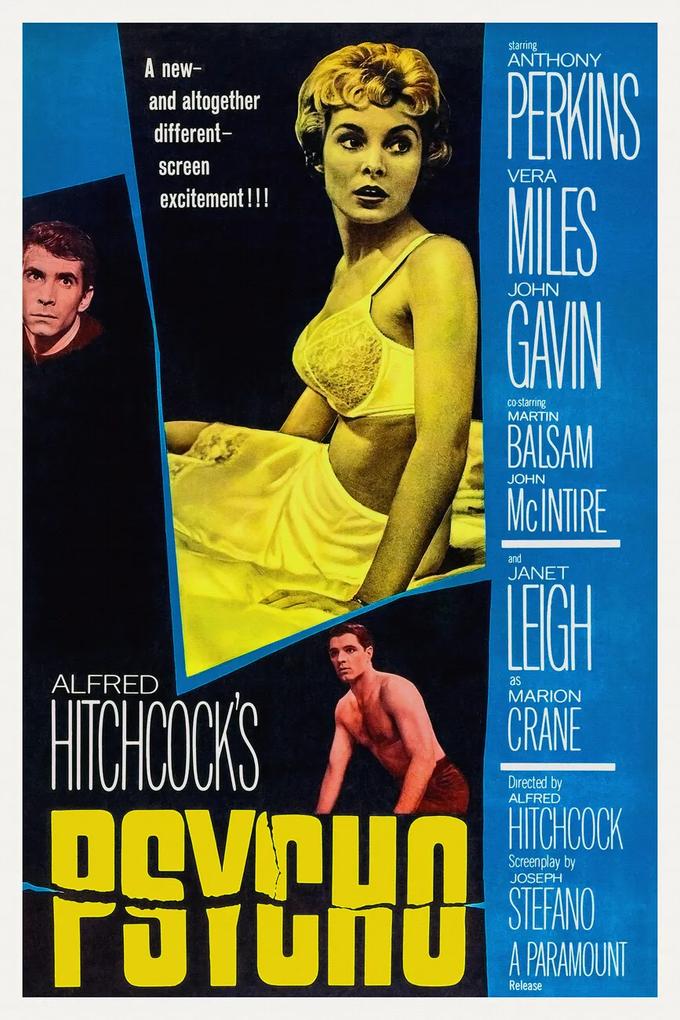 Kunstdruk Psycho, Alfred Hitchcock (Vintage Cinema / Retro Movie Theatre Poster / Iconic Film Advert), (26.7 x 40 cm)