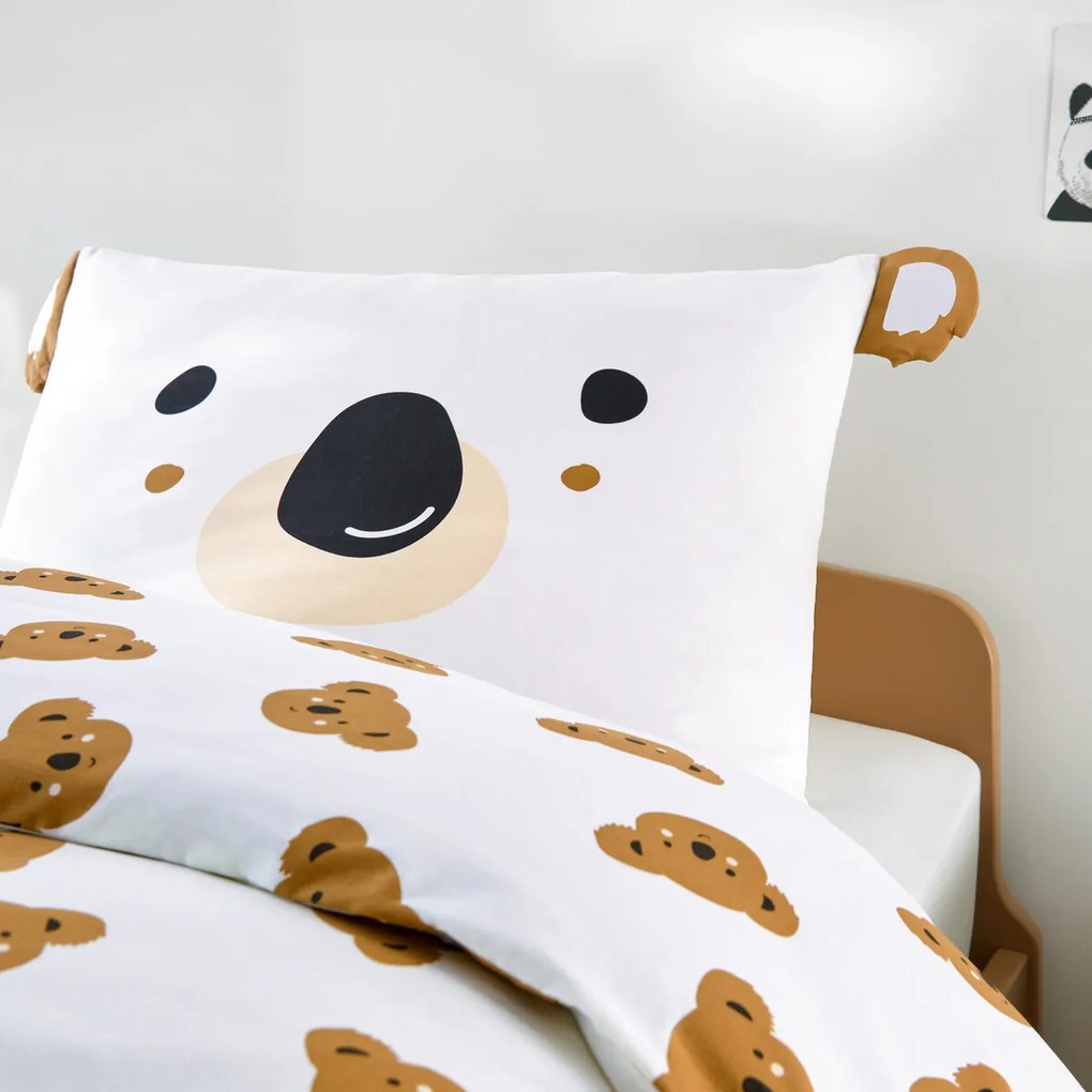 Kinderbeddenset 50% gerecycled katoen, rechthoekige kussensloop, KOALA