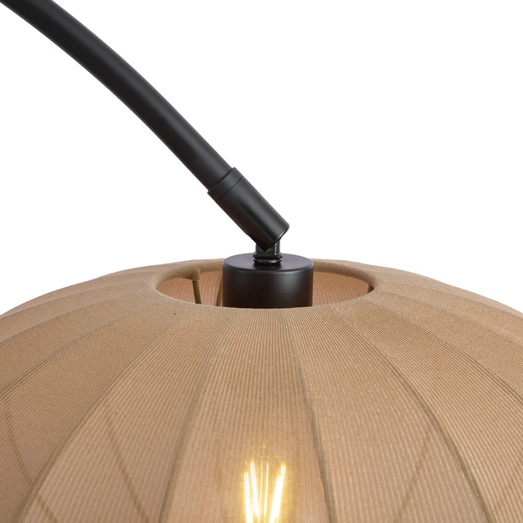 Japandi booglamp zwart met bruine kap - Bida