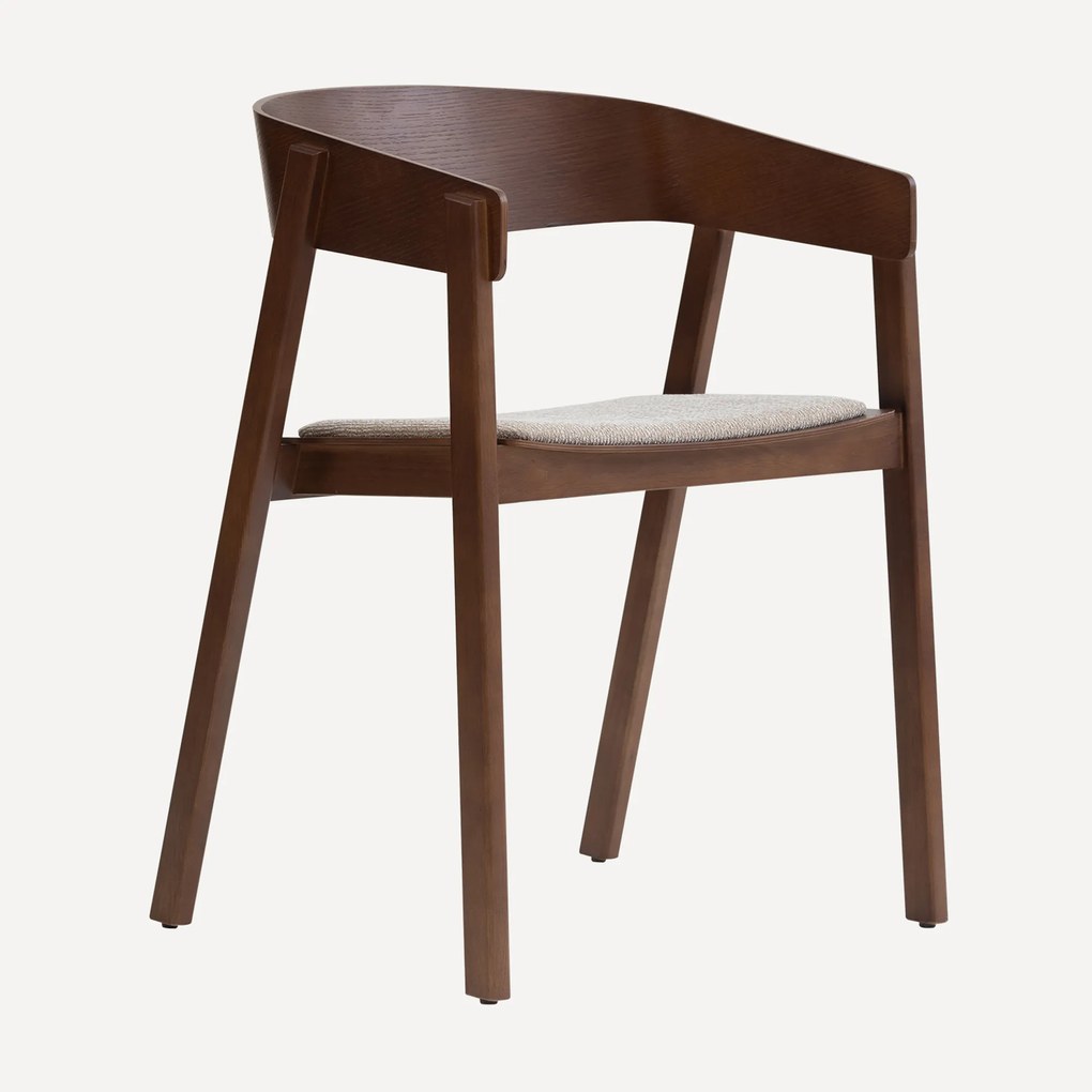 Walnoot Eetkamerstoel Met Beige Stof