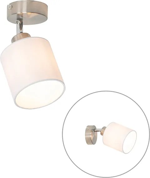 Moderne wandlamp staal met witte kap verstelbaar - Hetta