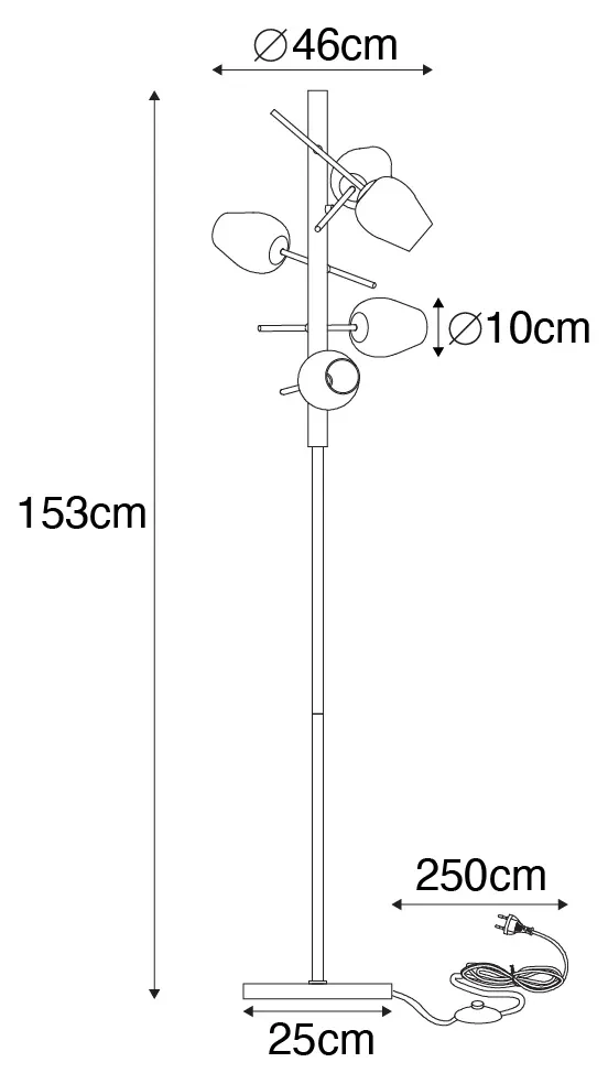 Klassieke vloerlamp goud met glas 5-lichts - Elien Klassiek / Antiek G9 Binnenverlichting Lamp