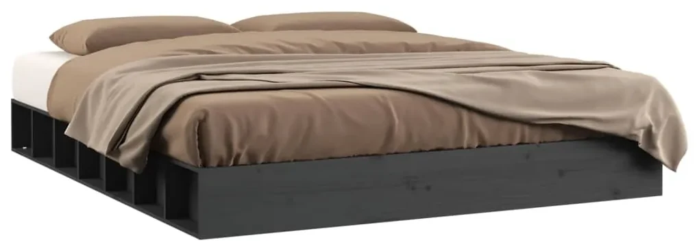 vidaXL Bedframe massief hout grijs 200x200 cm