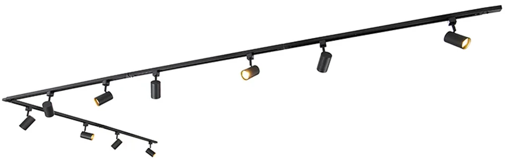 Modern railsysteem met 10 spots zwart 1-fase - Iconic Jeana | BIANO