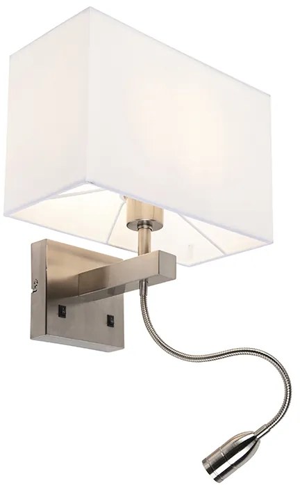 Smart Wandlamp staal met kap creme wit incl. Wifi P45 - Bergamo