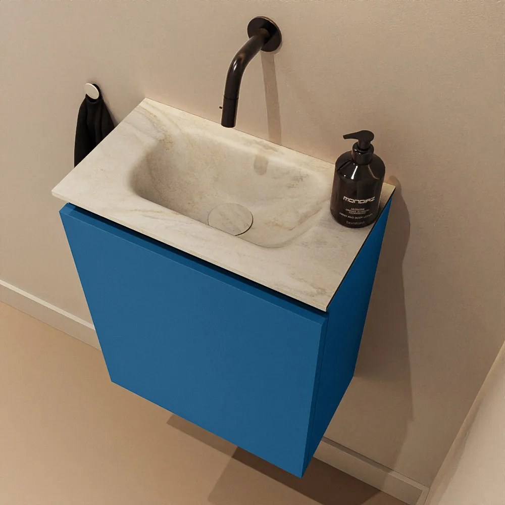 Mondiaz Ture DLux toiletmeubel 40cm jeans met wastafel ostra midden zonder kraangat