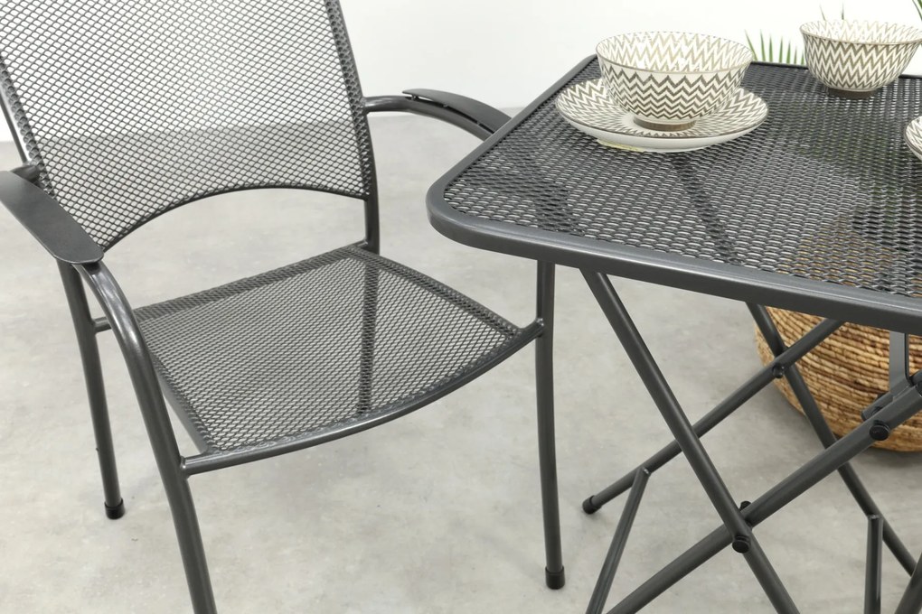 Royal Garden Carlo stapelbare balkonset 3-delig strekmetaal 60x60 cm.