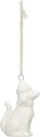 Hanger, porselein, hond, wit en goud
