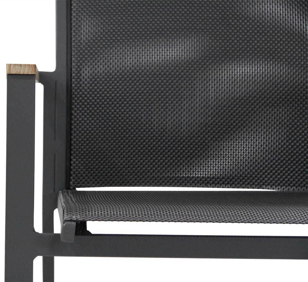 Tuinstoel stapelbaar Aluminium Grijs-antraciet Presto Ricadi met teak arm