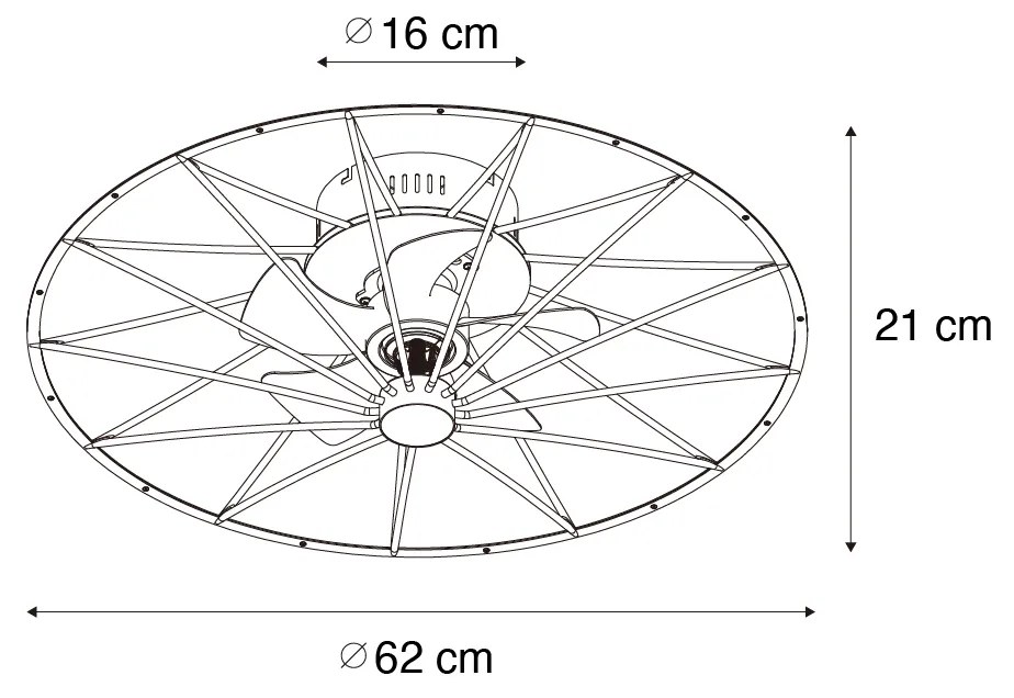 Plafondventilator met lamp zwart 62cm incl. LED dimbaar met afstandsbediening - Yaran Design rond Binnenverlichting Lamp