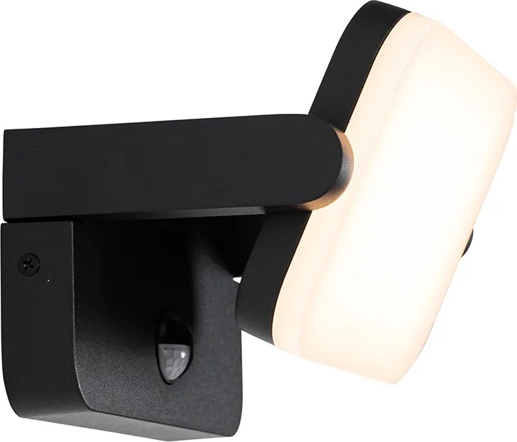 Buiten wandlamp zwart incl. LED verstelbaar met bewegingssensor - Kamile