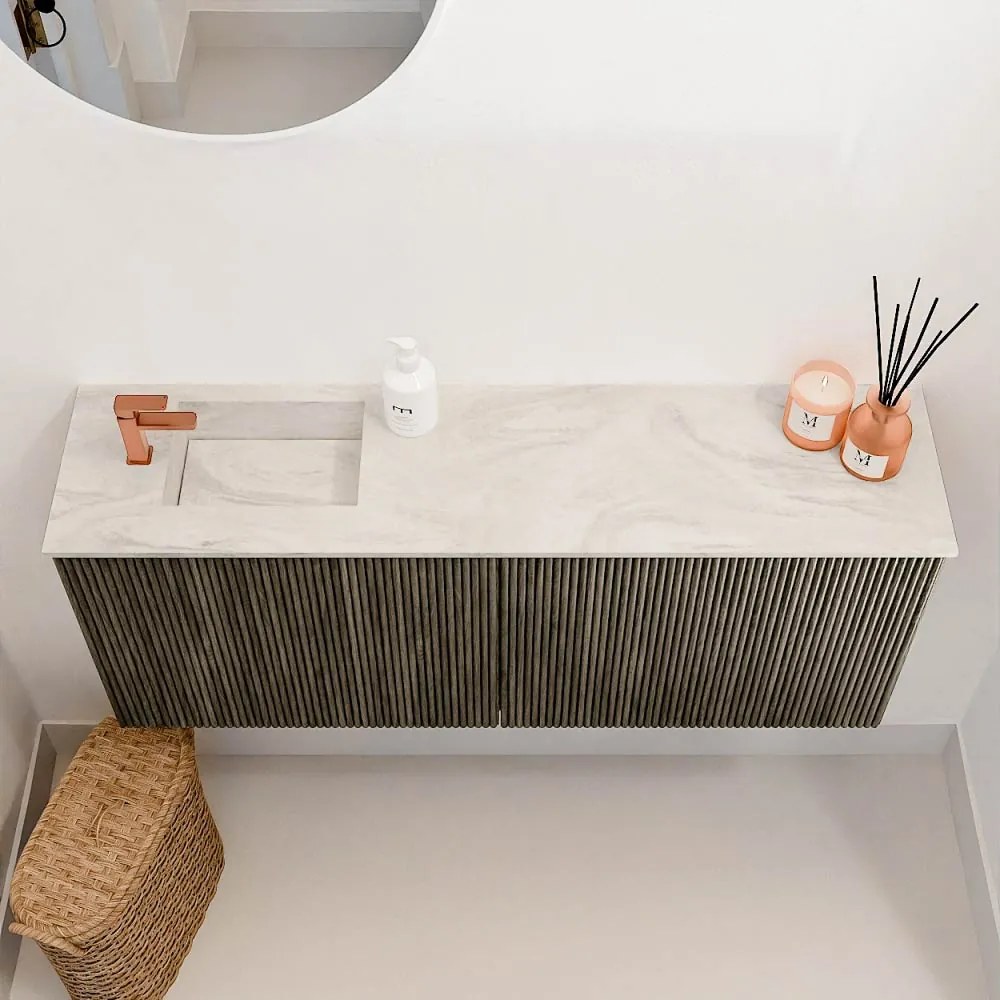 Mondiaz Joya DLux 100cm toiletmeubel shadow met wastafel faye links 1 kraangat ostra
