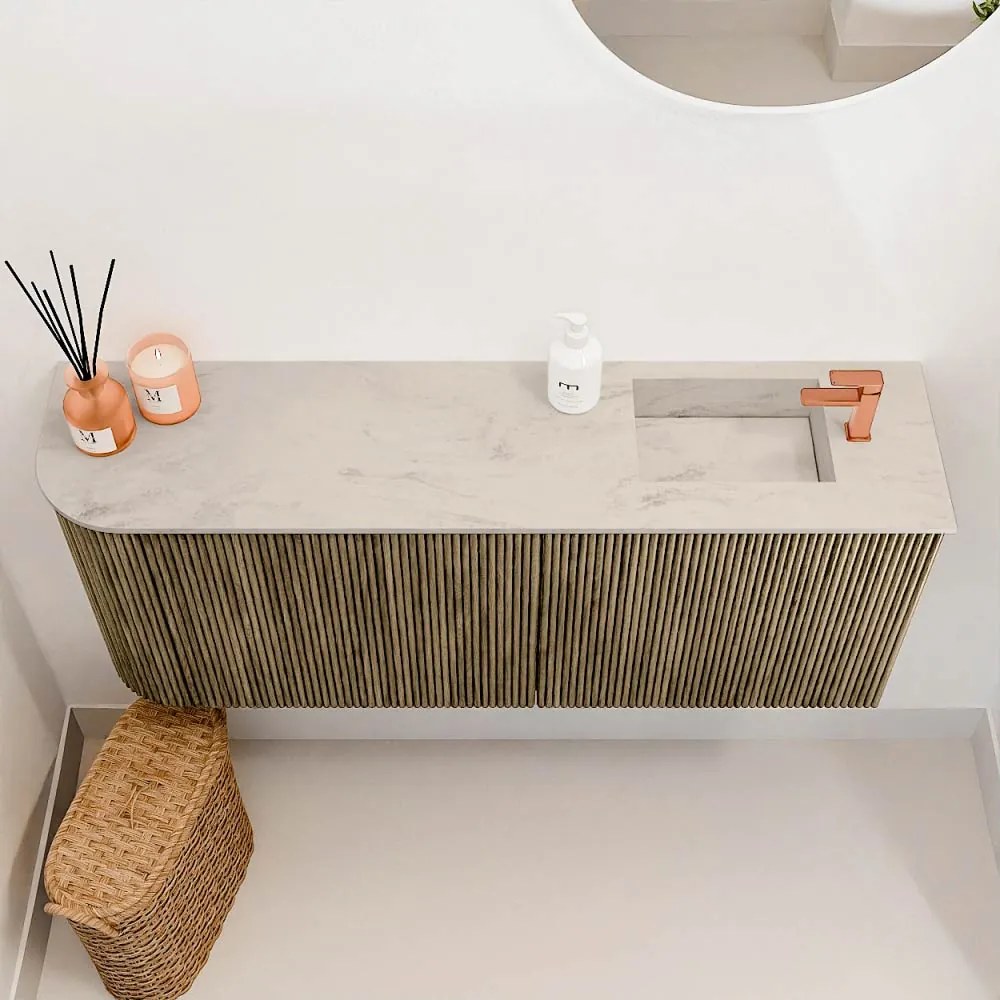 Mondiaz Joya DLux 100cm toiletmeubel ronding links dusk met wastafel faye rechts 1 kraangat opalo