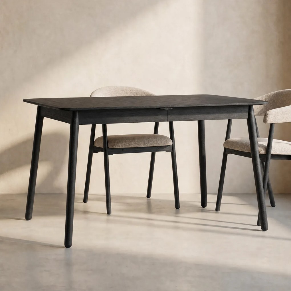 Zuiver Glimps Uitschuifbare Eettafel Zwart Hout