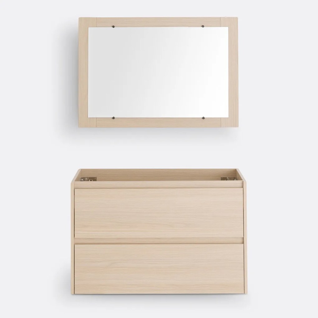 Wandmeubel voor wastafel + spiegel L80 cm, Nirio