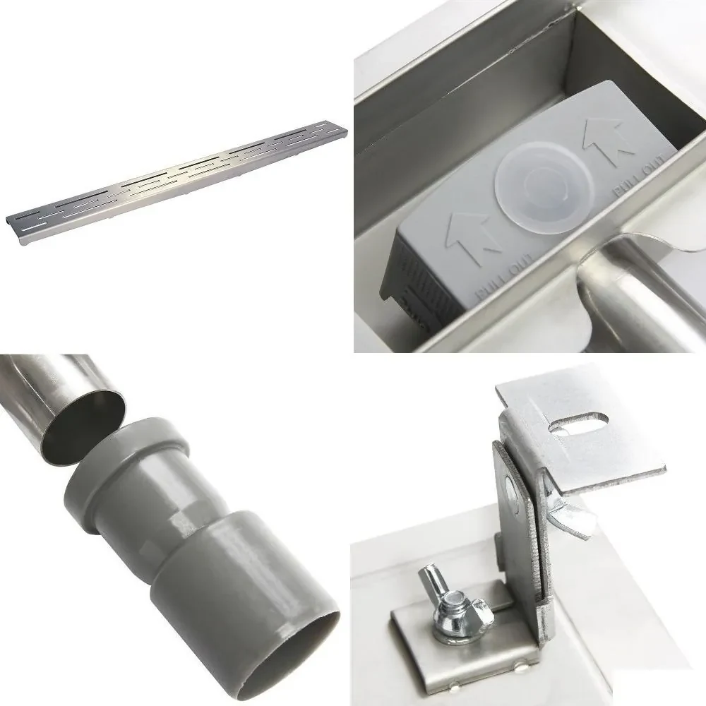 Mueller Basic douchegoot RVS met muurflens 80x7cm