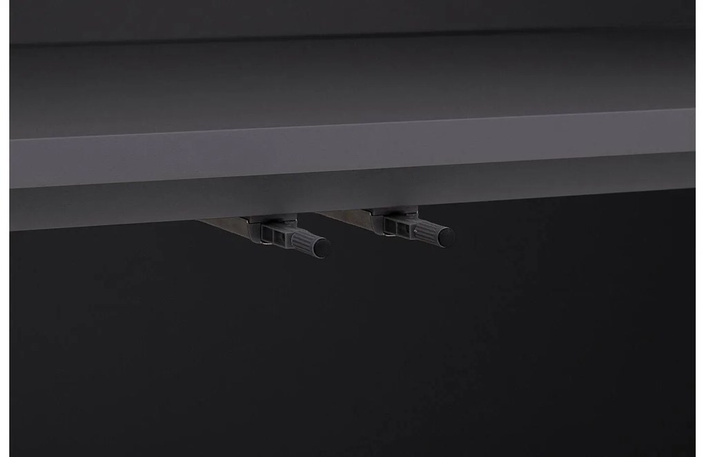 Goossens Basic Buffetkast Madrid, 4 dichte deuren 8 open vakken, donkergrijs melamine, 184 x 191 x 45 cm, elegant chic