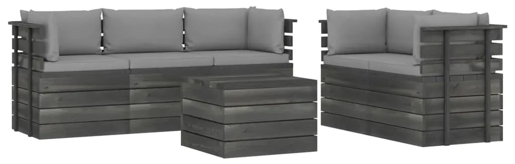 vidaXL 6-delige Loungeset met kussens pallet massief grenenhout