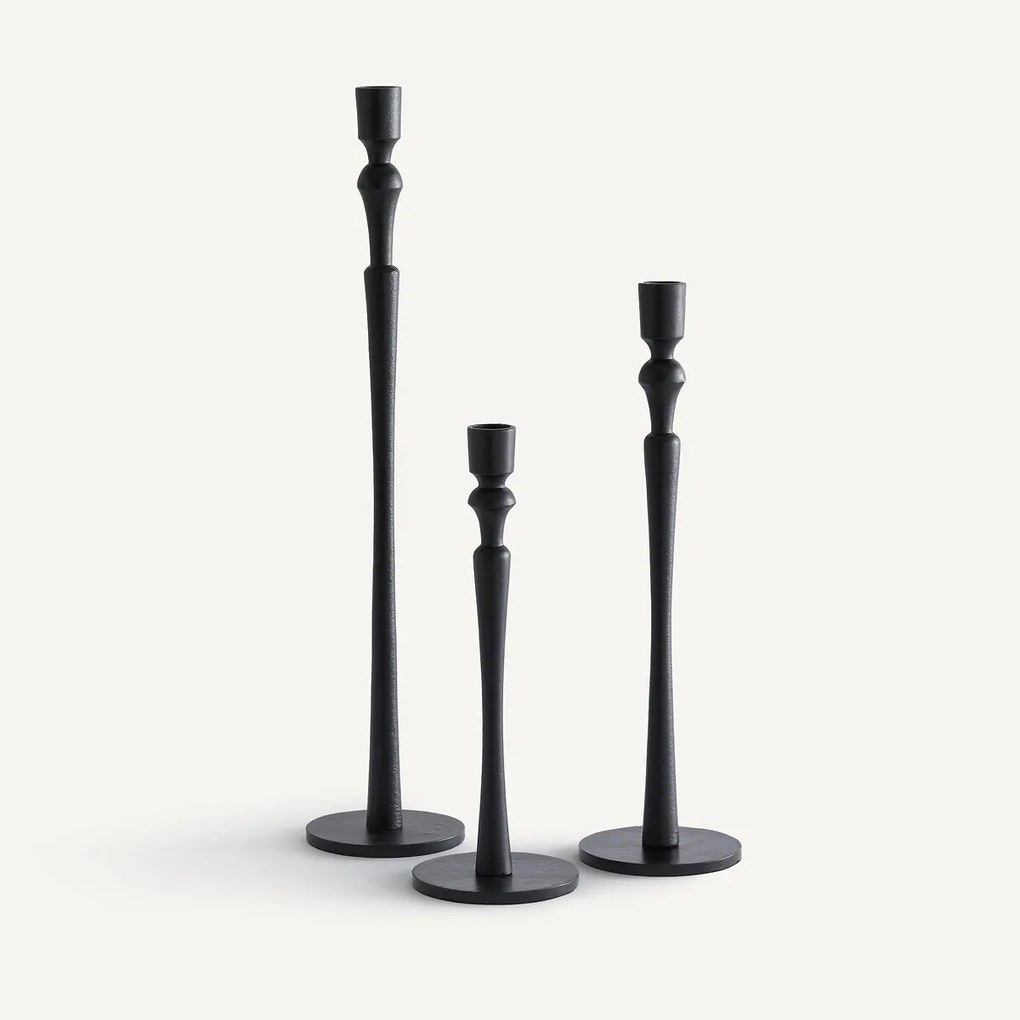 Set van 3 kandelaars van gegoten aluminium, Elans