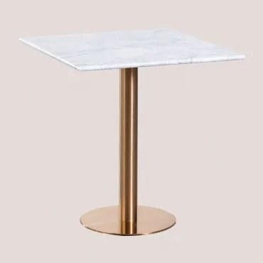 Cosmopolitan Vierkante Marmeren Bartafel Wit Marmer Guangxi & ↔︎ 70 Cm & Roségoud - Sklum