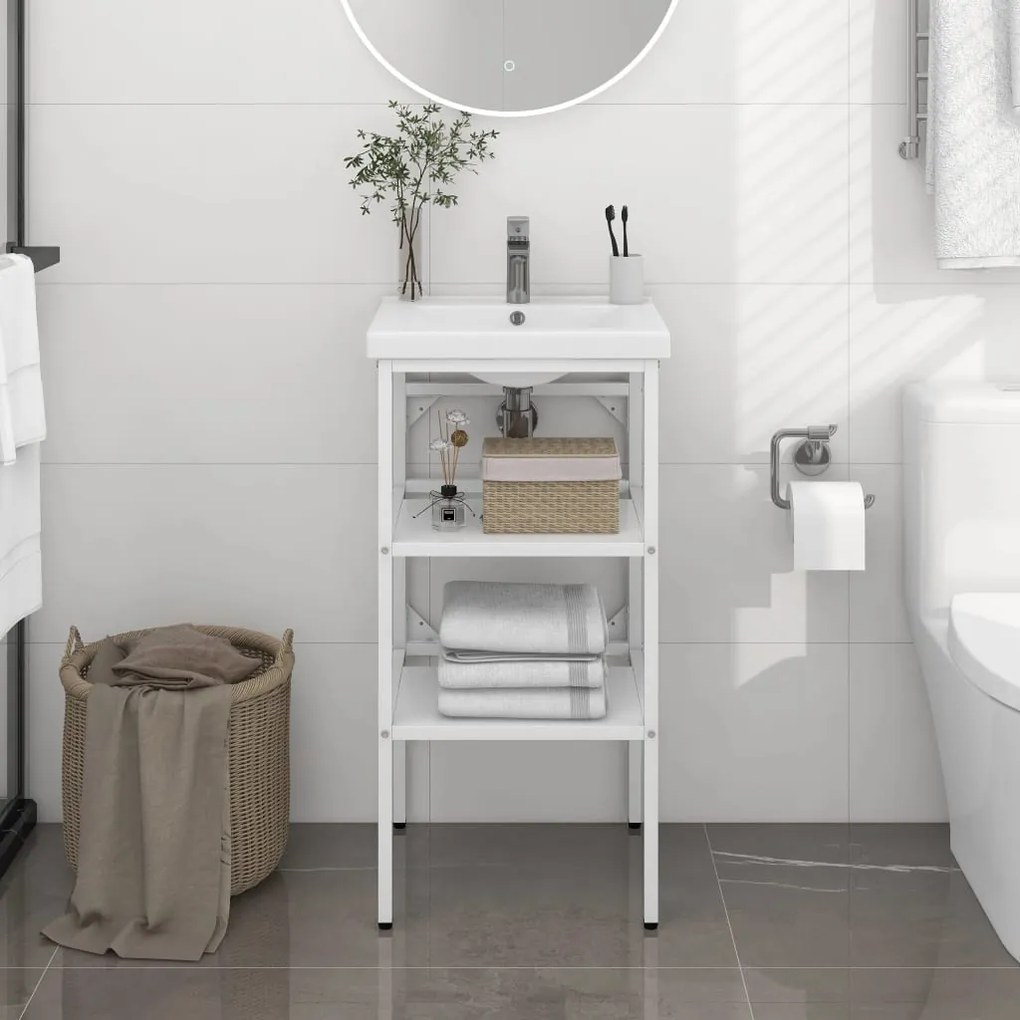 vidaXL Wastafelframe 40x38x83 cm ijzer wit