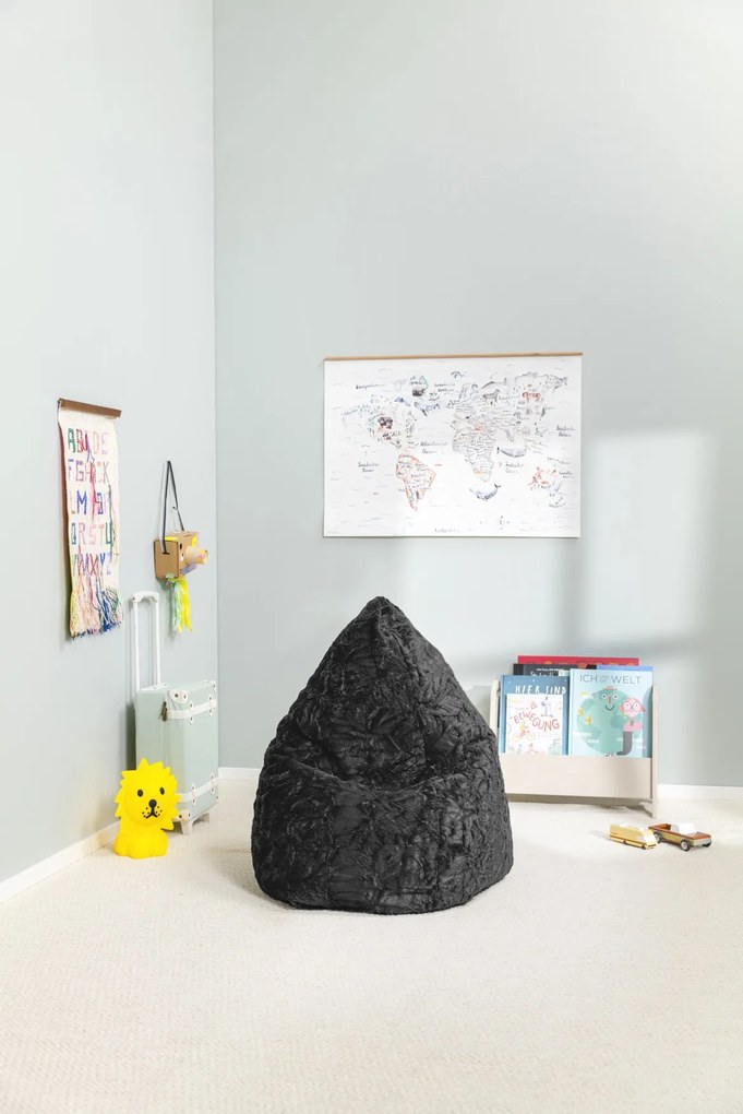 Kinder Zitzak BeanBag Fluffy L - Zwart