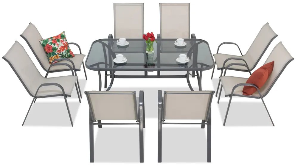 Dining tuinset Modena lichtgrijs voor 8 personen Garden Point
